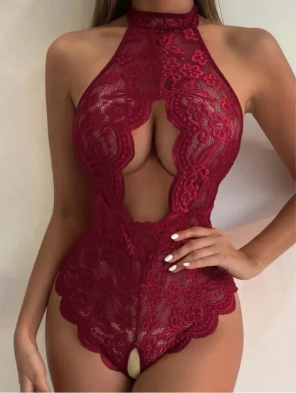 Front Cutout Bodysuit with Halter Neckline - Image 4