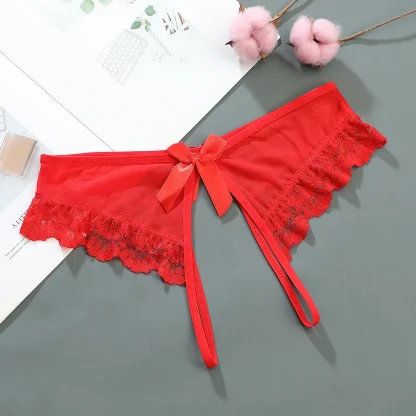 Open Crotch Lace G-string with Bowknot Decor - Image 7