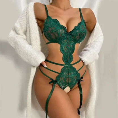 V-neck Lace Teddy with Strappy Design