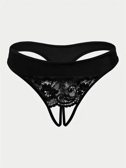 Black Comfortable Panty with Open Crotch - Image 2