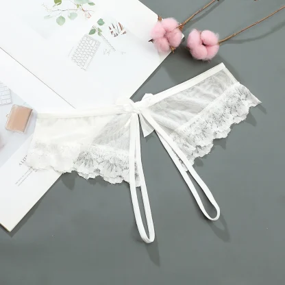 Open Crotch Lace G-string with Bowknot Decor - Image 4