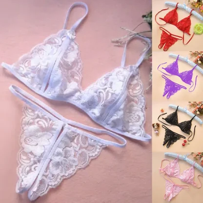 Traingle Cup Bra with Crotchless G-string - Image 3