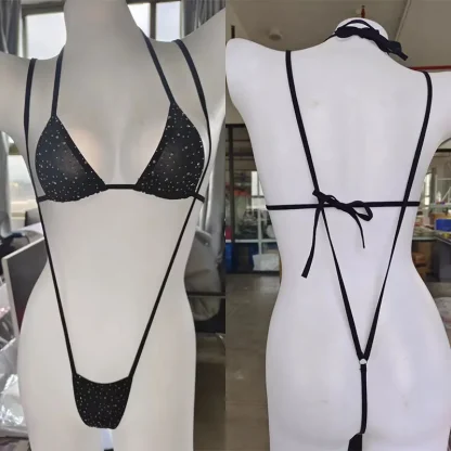 Tempting Glittered Lingerie with Strappy Design - Image 3
