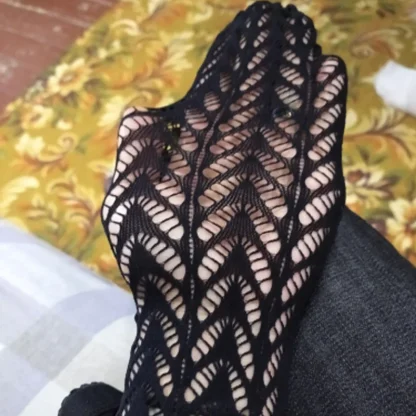 Mesh Pantyhose with Stripe Design - Image 6