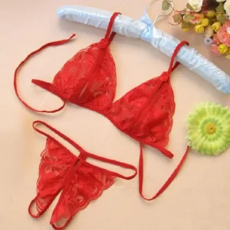 Traingle Cup Bra with Crotchless G-string