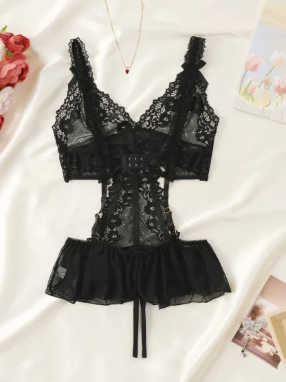 See-through Teddies with Ruffle Design - Image 10