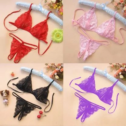Traingle Cup Bra with Crotchless G-string - Image 5