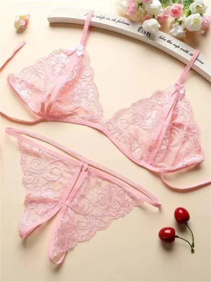 Tie-Up Triangle Bra with Crotchless G-string - Image 4