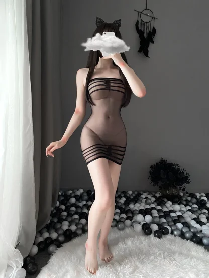 Transparent Babydoll with Strapless Design - Image 7