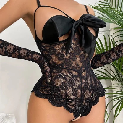 Floral Lace Teddy with Bowknot Design - Image 10